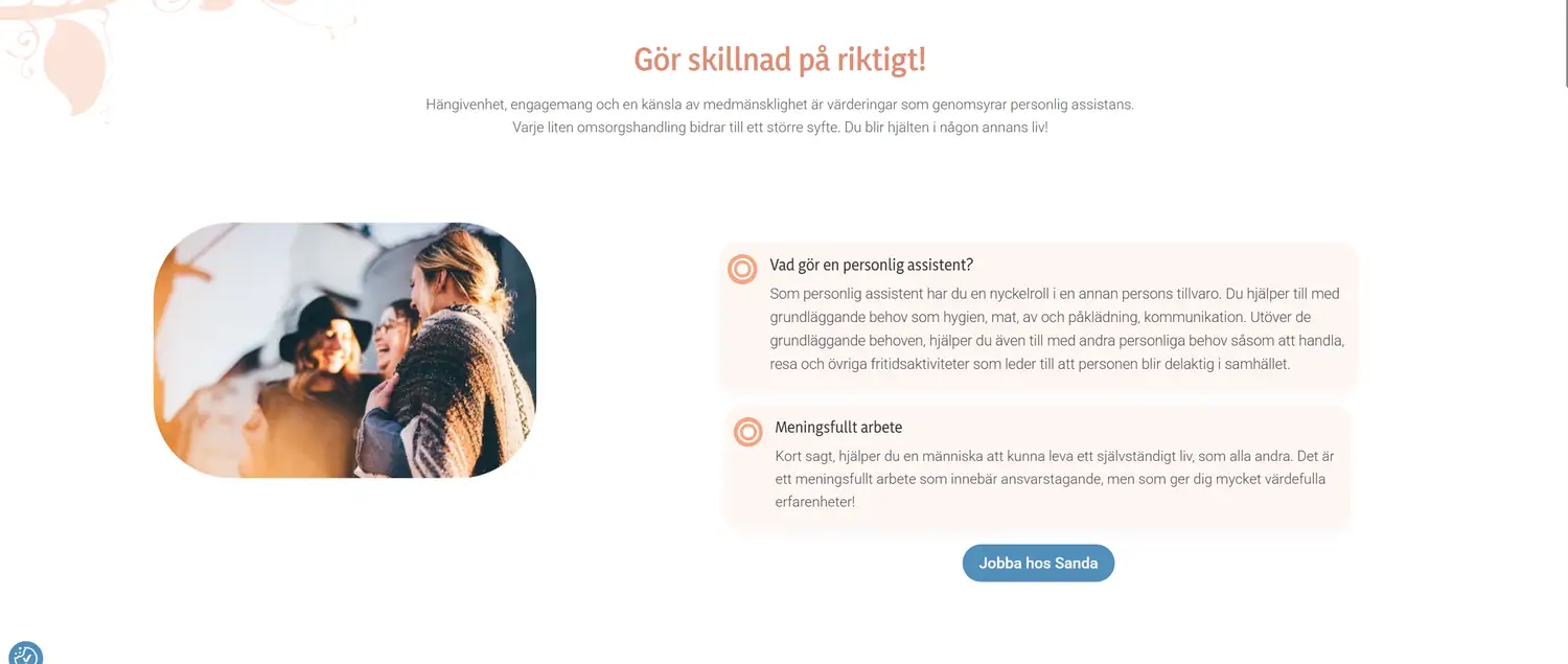 Tjänster 3 Rekryteringsavsnitt på Sanda Assistans sajt
