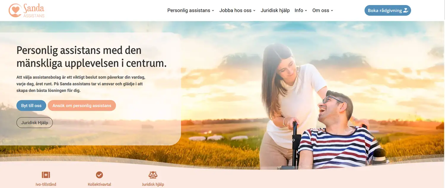 Projekt 6 Startsidan för Sanda Assistans