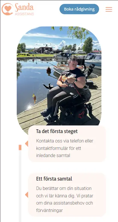 Projekt 9 Stegen i ansökan visade som kort i mobilen