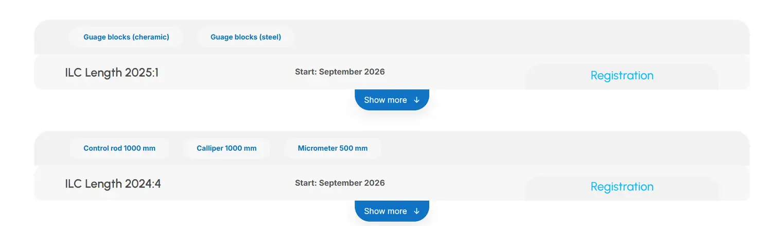 Projekt 3 Lista med jämförelsemätningar och startdatum