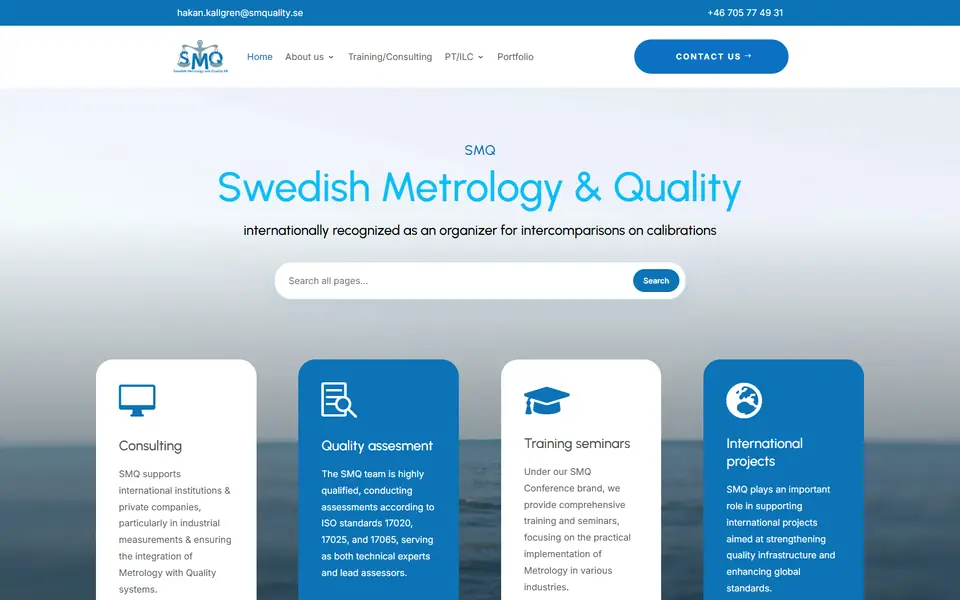 Sk&auml;rmbild fr&aring;n webbplatsen f&ouml;r Swedish Metrology & Quality