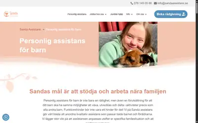 Sk&auml;rmbild fr&aring;n webbplatsen f&ouml;r Sanda Assistans