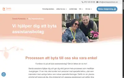 Sk&auml;rmbild fr&aring;n webbplatsen f&ouml;r Sanda Assistans